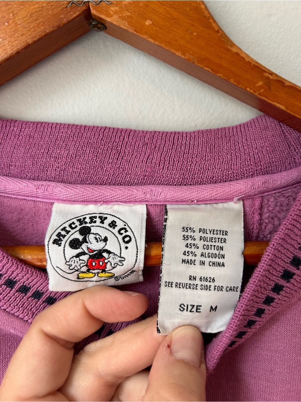 VTG 90s Brazo Disney Mickey Mouse Medium Pink Embroidered Mickey & Co Sweatshirt - Picture 2 of 8